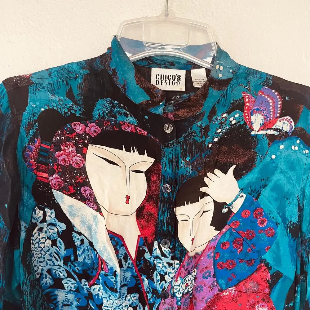 Chico’s SILK Size XS kimono blouse - Picture 3 of 11